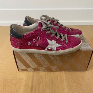 Golden Goose Magenta Glitter Superstar Sneakers 39